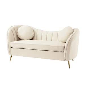 Carmen Beige 64.6 in. Wide 2-Seat Polyster Loveseat with Removable Cushions