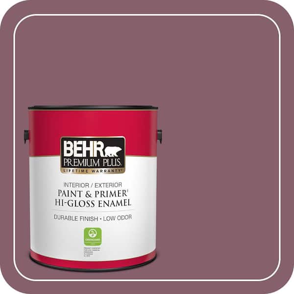BEHR PREMIUM PLUS 1 gal. #BIC-35 Vintage Plum Hi-Gloss Enamel Interior/Exterior Paint & Primer