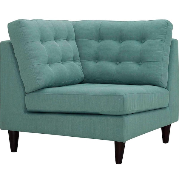 MODWAY Empress Laguna Polyester Sectional Corner Chair with Tapered Wood Legs