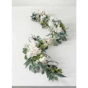 72 in. Artificial White Hydrangea & Foliage Garland