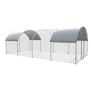 9.2 ft. x 24.9 ft. Large Metal Chicken Coop Poultry Fencing Upgrade 3 Support Steel Wire Impregnated Plastic Net Cage