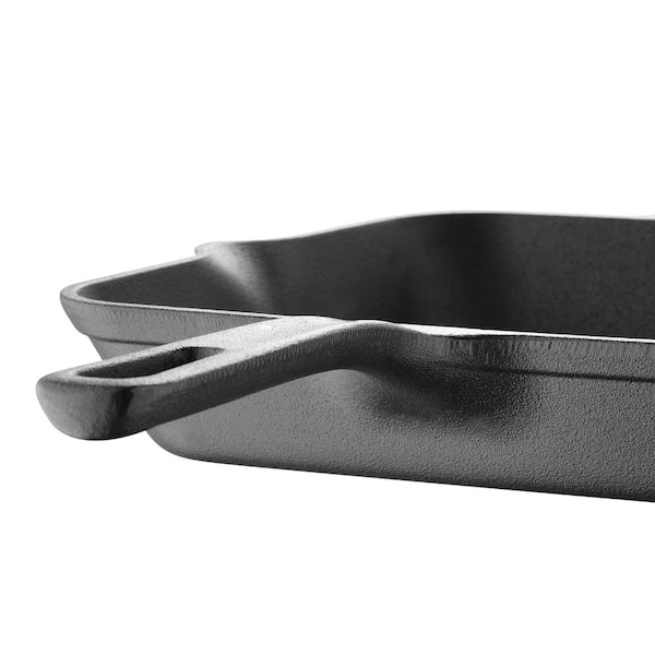 Ayesha Curry Cast Iron Square Grill Pan with Pour Spouts, 10-Inch, French Vanilla
