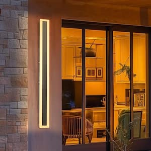 43 in. 30W 1-Light Matte Black Modern Integrated LED Outdoor Wall Light Waterproof Porch Light