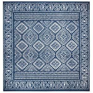 Tulum Navy/Ivory 9 ft. x 9 ft. Square Border Area Rug