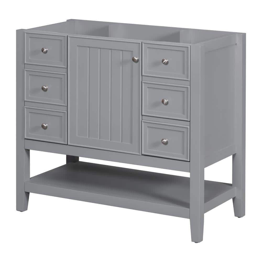 35.5 in. W x 18 in. D x 32.9 in. H Bath Vanity Cabinet without Top in Gray 