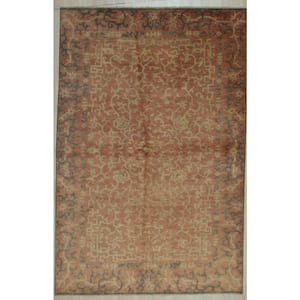 Red Handmade Wool Transitional Ningxia Rug, 8' x 10'