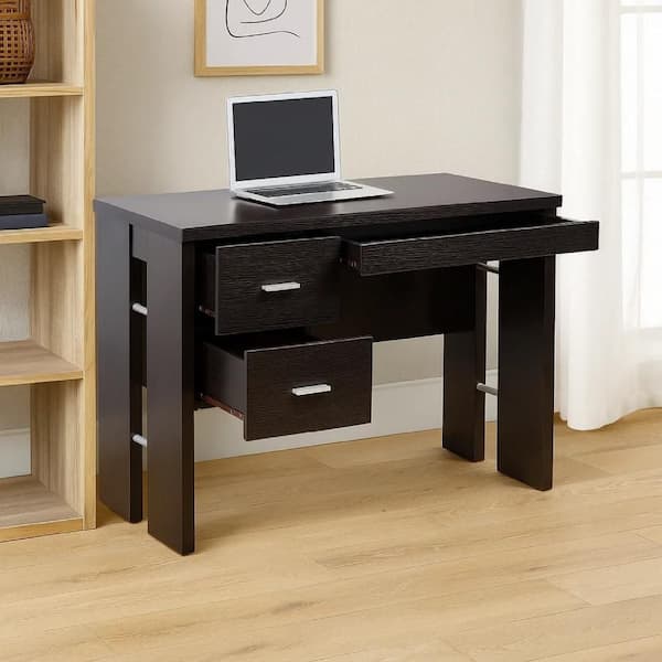 39 in. Red Cocoa Brown Wood 3-Drawer Laptop Computer Desk
