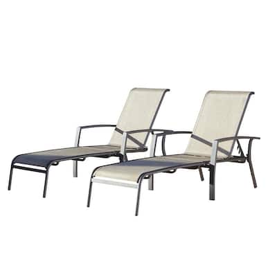 Serene Ridge Patio Furniture Adjustable Aluminum Outdoor Chaise Lounge Chair in Dark Brown (Set of 2)