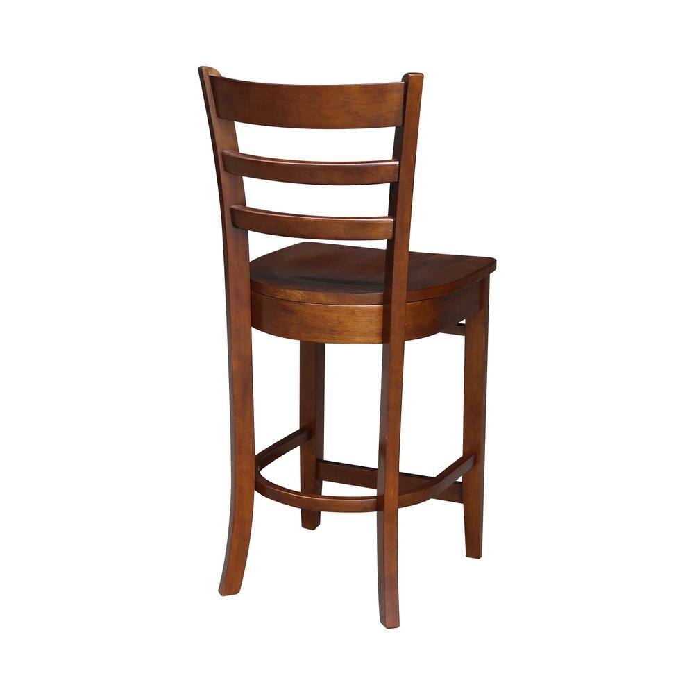 Espresso Solid Wood Counter Height Dining Set with 2 Stools