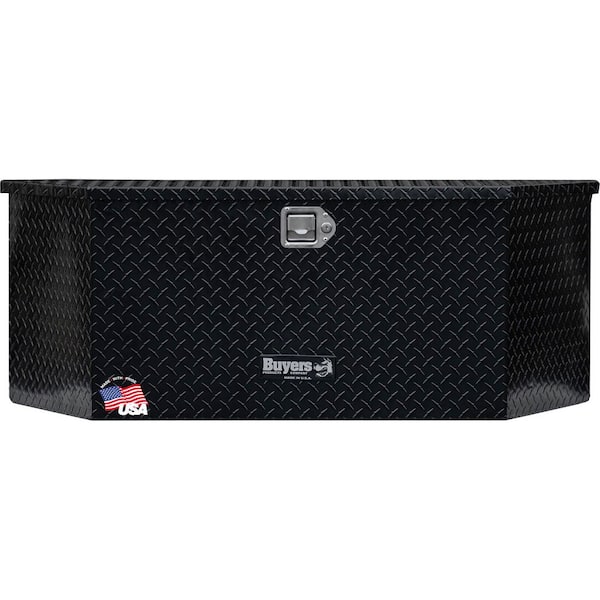 35 Inch Wide Gloss Black Diamond Tread Aluminum Trailer Tongue Box