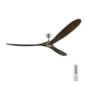 Maverick Super Max 88 in. Modern Indoor/Outdoor Brushed Steel Ceiling Fan with Dark Walnut Blades and Remote Control