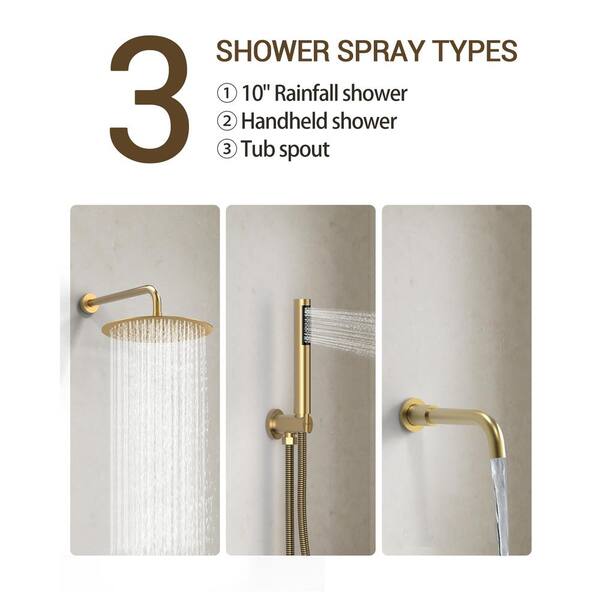 JOMEOO 12 Inch Brushed Gold Shower Head With Tub Spout, 3...