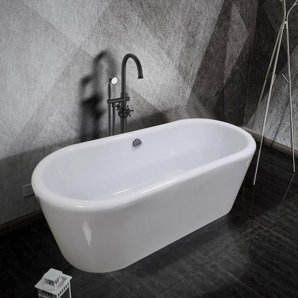 Unbranded Yilin 67 in. Acrylic Freestanding Flatbottom Bathtub in White