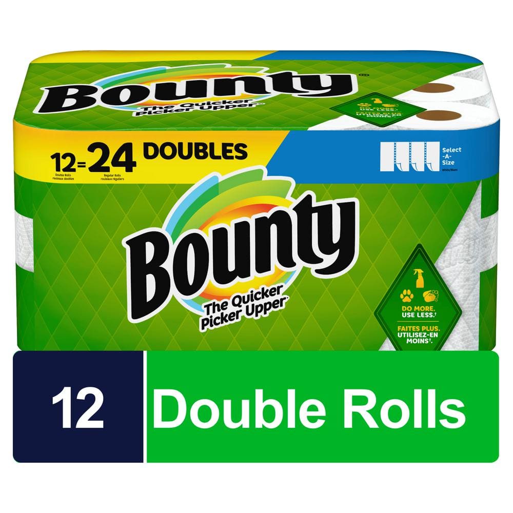Bounty White, Select-A-Size Paper Towels (12 Double Rolls) 003077206130 -  The Home Depot