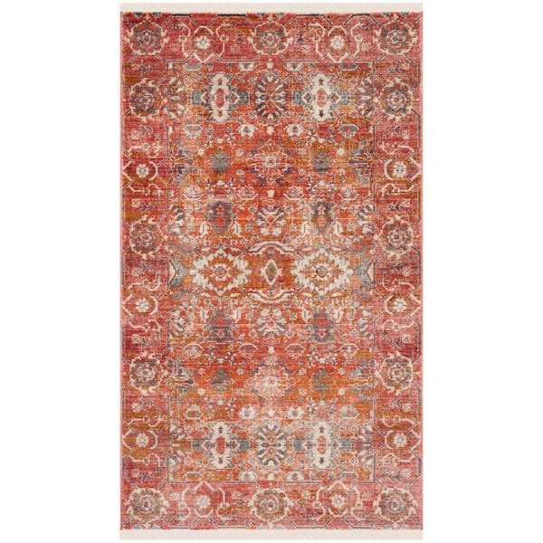 Vintage Persian 3 ft. x 5 ft. Red/Orange Distressed Floral Oriental Area Rug