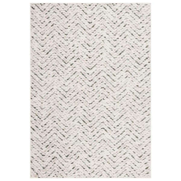 SAFAVIEH Adirondack Ivory/Dark Green 8 ft. x 10 ft. Chevron Marle Area Rug
