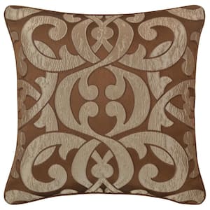La Grande Copper Polyester 20 in. Square Decorative Throw Pillow 20 x 20 in.