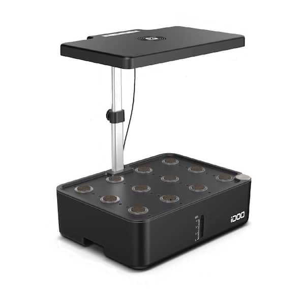 ITOPFOX 11.3 in. Black Plastic Indoor Hydroponics Growing System Kit with LED Grow Light, Built-In Fan, Auto-Timerand 12 Pods