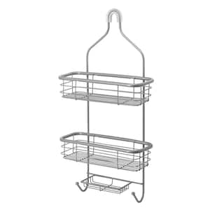 3-Tier Over the Shower Caddy with Tubular Accents in Matte Gray