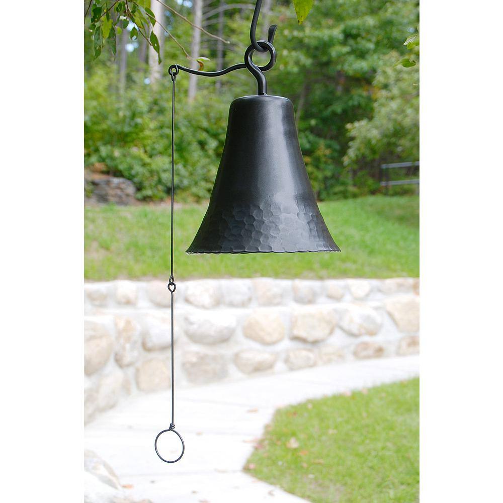 Large Graphite Wrought Iron Hanging Bell with Knocker