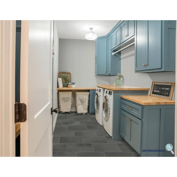 EpicClean Milton Amplify Black Matte 4 in. x 8 in. Glazed Porcelain Floor and Wall Sample Tile