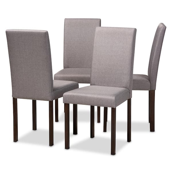 Baxton Studio Andrew Gray Fabric Upholstered Dining Chairs (Set of 4)