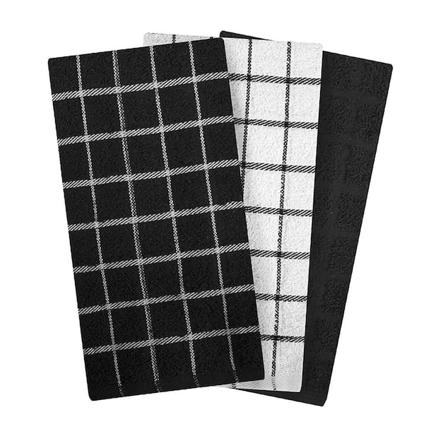 Wicklow Check 3 Dishtowel-1 Dishcloth Set - Black