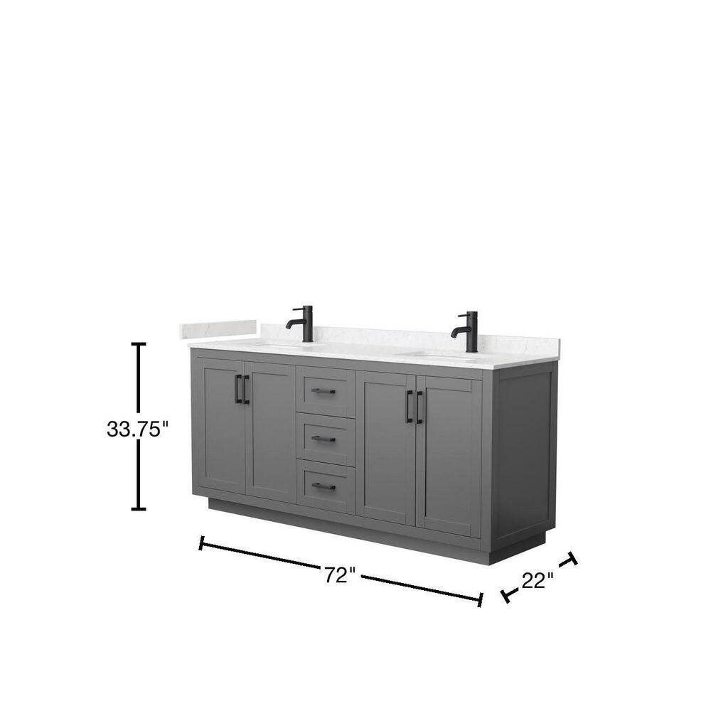 Miranda 72" Dark Gray Freestanding Double Vanity with Carrara Marble Top