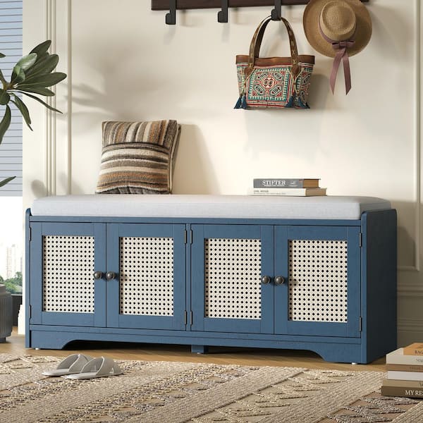 Harper & Bright Designs Antique Navy Storage Bench with Removable