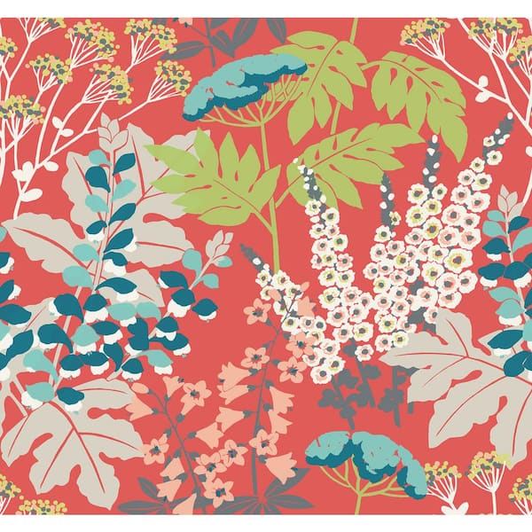 A-Street Prints Brie Red Forest Flowers Wallpaper
