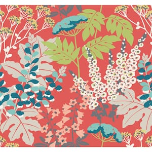 Red Brie Forest Flowers Wallpaper Border Sample