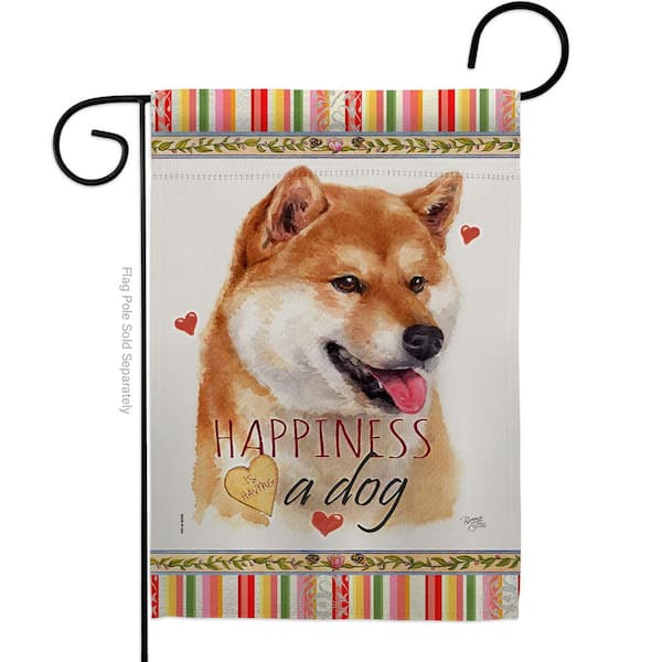 Breeze Decor 13 in. x 18.5 in. Sesame Shiba Inu Happiness Dog Garden Flag Double-Sided Readable Both Sides Animals Decorative