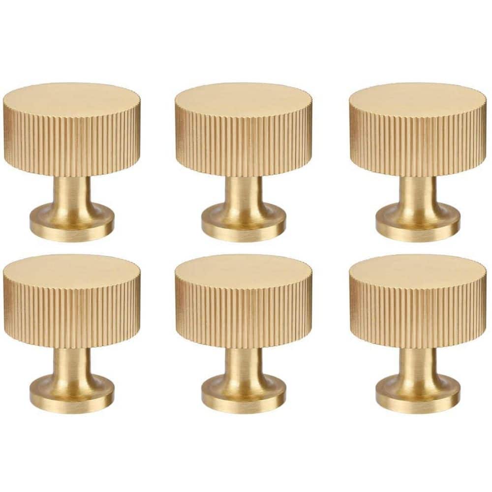 6-Pack 1 in. Brushed Brass Finish Modern Style Gold Cabinet Knobs Round Drawer Pulls Solid Construction price history on PriceWatchPro
