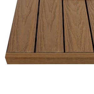 1/12 ft. x 1 ft. Quick Deck Composite Deck Tile Straight Trim in Peruvian Teak (4-Pieces/Box)