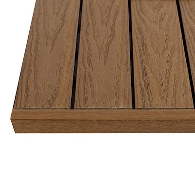 1/6 ft. x 1 ft. Quick Deck Composite Deck Tile Straight Trim in Peruvian Teak (4-Pieces/Box)