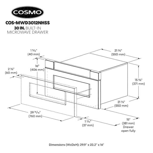 Cosmo 30 in. Haven Collection 1.2 cu. ft. Built-in Microwave