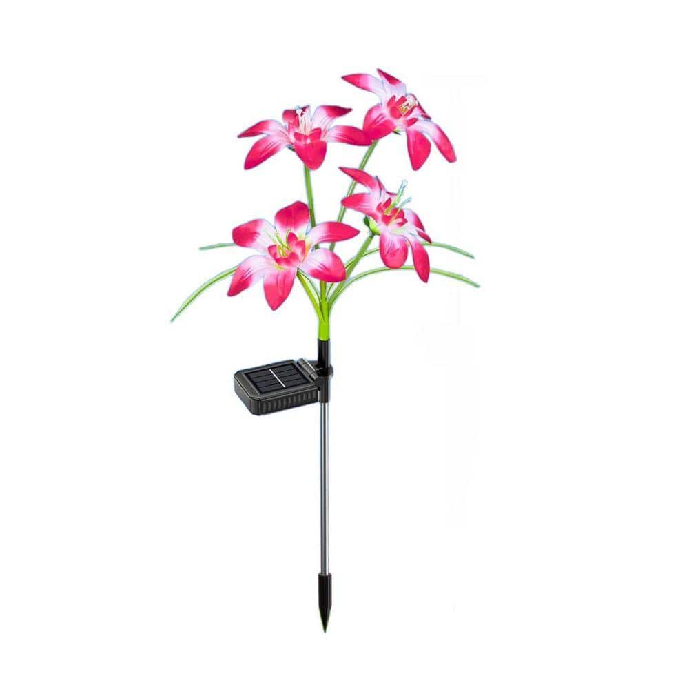 MOEPISY Solar Garden Lights Outdoor, 4-Pack Blooming Lily Solar