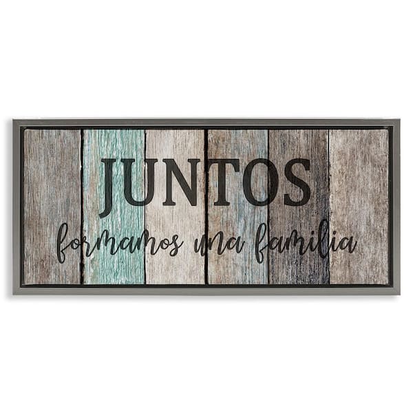Stupell Industries Together We're Family by Kim Allen Gray Floater Frame Typography Graphic Art Print 14 in. x 31 in.