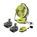 ONE+ 18V Cordless Hybrid WHISPER SERIES 12 in. Misting Air Cannon Fan Kit with (2) 4.0 Ah Batteries and 18V Charger