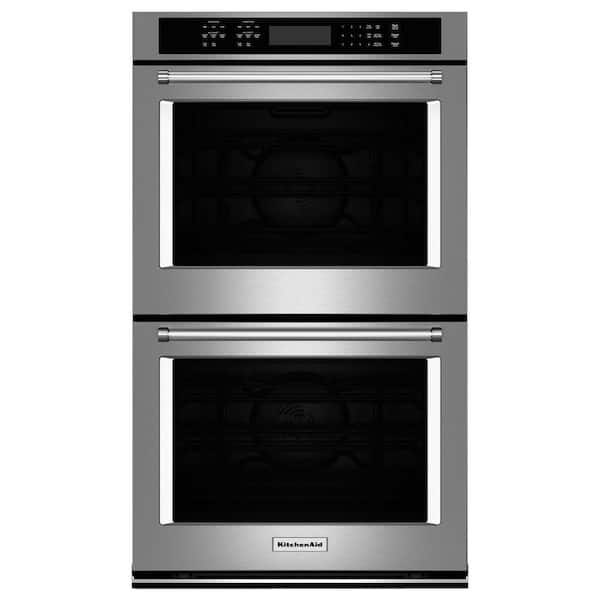 KitchenAid 27 in. Double Electric Wall Oven Self-Cleaning with Convection in Stainless Steel