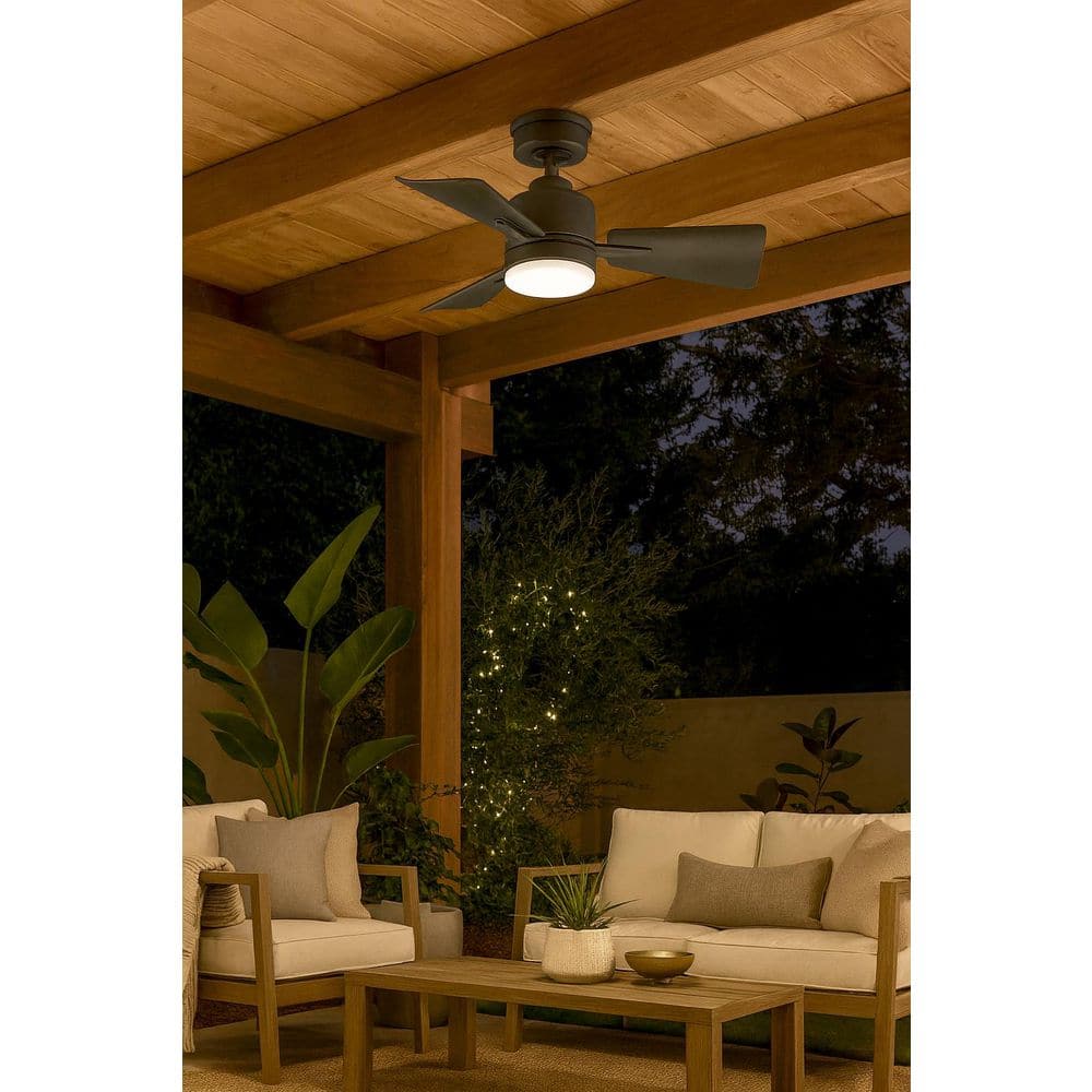 ATOM 30.0 in. Indoor/Outdoor Integrated LED Matte Black Ceiling Fan with Remote Control price history on PriceWatchPro