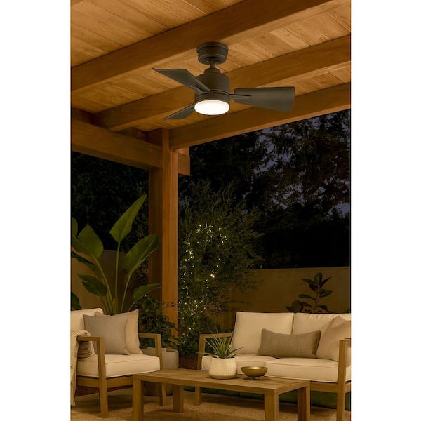 HINKLEY ATOM 30.0 in. Indoor/Outdoor Integrated LED Matte Black Ceiling Fan with Remote Control