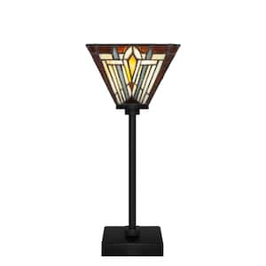 Quincy 16.25 in. Matte Black Accent Lamp with Glass Shade