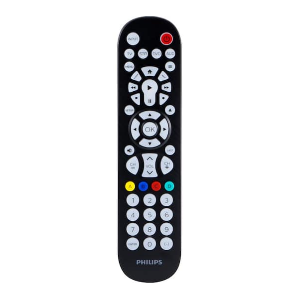 Philips 4-Device Backlit Universal TV Remote Control in Brushed Black