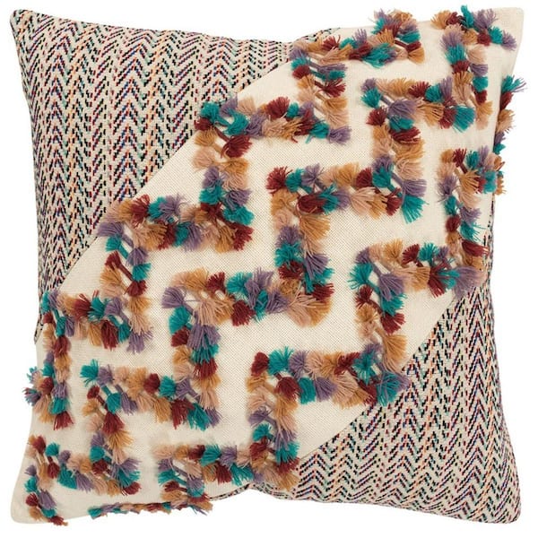 Multicolored Chevron Diagonal Panel Throw Pillow Multicolored Chevron Diagonal Panel Throw Pillow