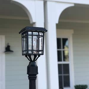 Prairie Bulb Single Black Integrated LED Outdoor Solar Post Light with 3-Mounting Options Fitter, Pier and Wall Mounts