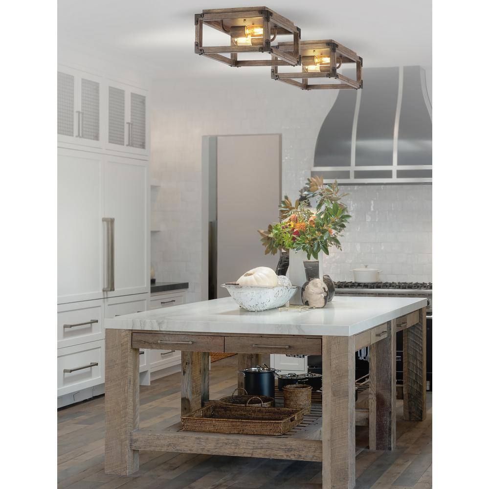 Farmhouse 11.5" Brown Iron LED Flush Mount Ceiling Light