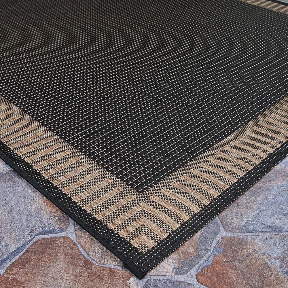 Recife Black and Cocoa Rectangular Polypropylene Indoor/Outdoor Rug