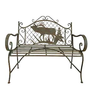 43.7 in. W 2-Seater Reddish Green Metal Outdoor Bench "The Highlands"