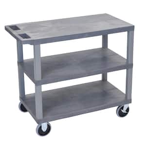 EC 35.25 in. W x 18 in. D x 35.5 in. H Utility Cart with 3-Flat Shelves and 5 in. Casters in Gray